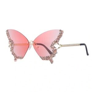 Pink Butterfly Crystal Sunglasses